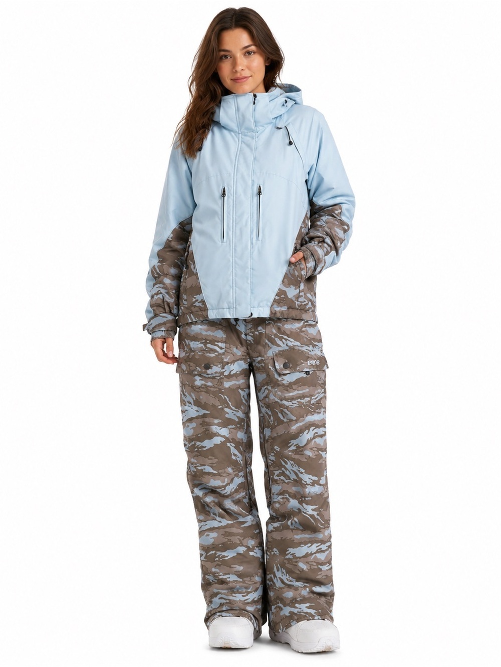 Turbine Women’s Snowboard Jacket and Pants S Blue Grey Camo Print